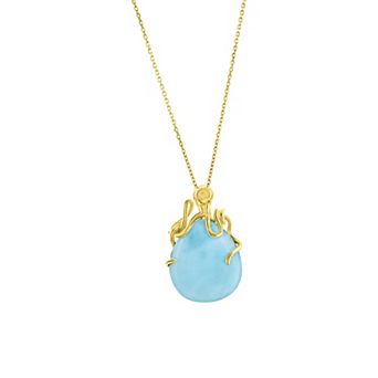 Nautica Rocks Gold Over Silver Larimar Octopus Pendant Necklace