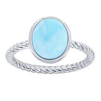 Nautica Rocks Sterling Silver Larimar Rope Band Ring