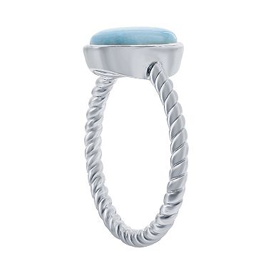 Nautica Rocks Sterling Silver Larimar Rope Band Ring