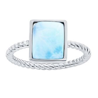 Nautica Rocks Sterling Silver Larimar Rope Band Ring