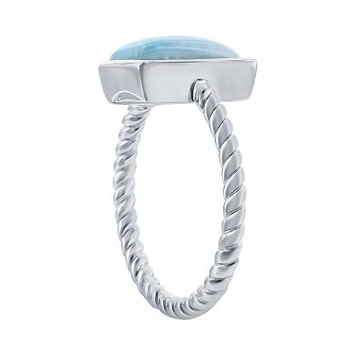 Nautica Rocks Sterling Silver Larimar Rope Band Ring