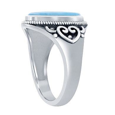 Nautica Rocks Sterling Silver Larimar Filigree Band Ring