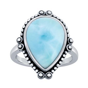 Nautica Rocks Sterling Silver Larimar Oxidized Ring