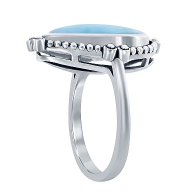 Nautica Rocks Sterling Silver Larimar Oxidized Ring