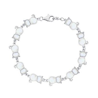 Nautica Rocks Sterling Silver Mother of Pearl Cats Linked Bracelet