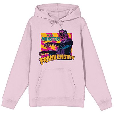 Universal Monsters Frankenstein It s A Monster Long Sleeve Cradle Pink Adult Hooded Sweatshirt Medium