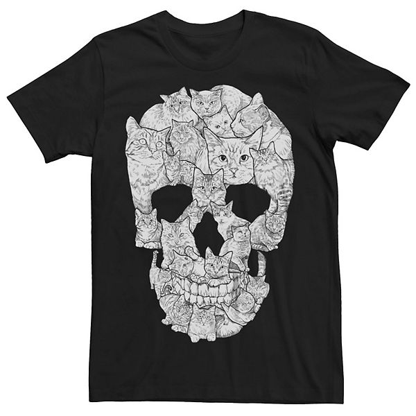 Men's Sketchy Cats Skull Graphic Tee