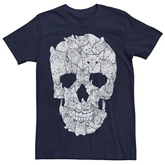 Men's Sketchy Cats Skull Graphic Tee