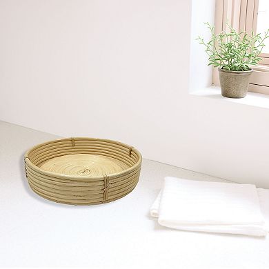 Everyday Decor Round Cane Tray Table Decor