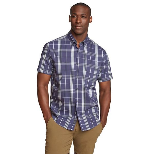 Big & Tall Eddie Bauer Voyager Flex Short Sleeve Button Down Shirt - Dark Mulberry (XXL TALL)