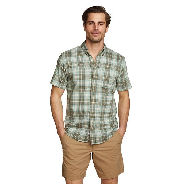 Big & Tall Eddie Bauer Voyager Flex Short Sleeve Button Down Shirt - Seaglass (M TALL)