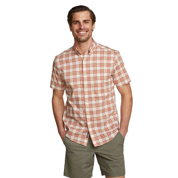 Big & Tall Eddie Bauer Voyager Flex Short Sleeve Button Down Shirt - Terracotta (M TALL)