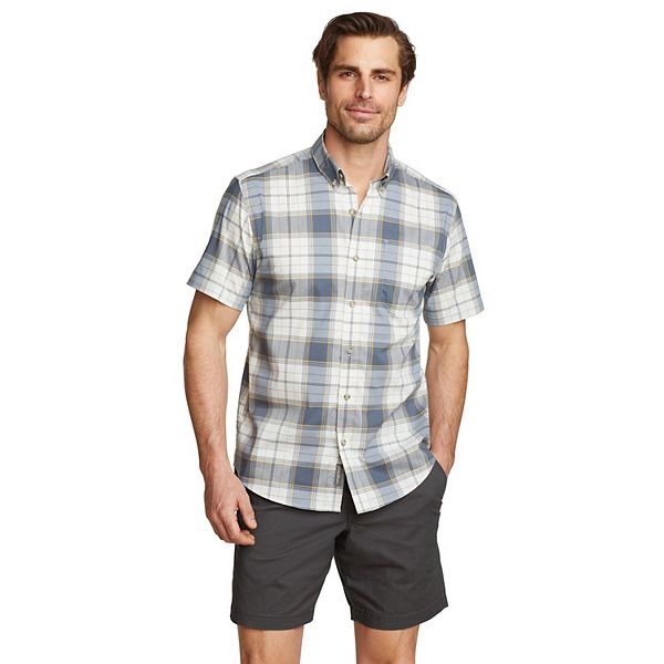 Big & Tall Eddie Bauer Voyager Flex Short Sleeve Button Down Shirt - Winter Blue (XL TALL)