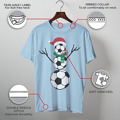 Men's Christmas Soccer Snowman Graphic Tee