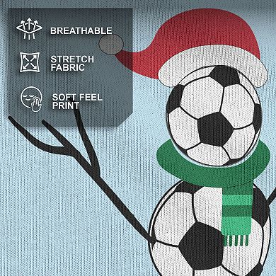 Men's Christmas Soccer Snowman Graphic Tee