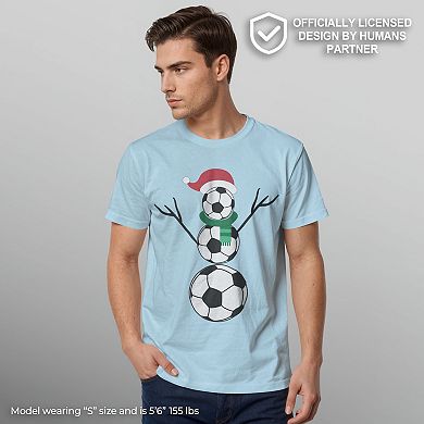 Men's Christmas Soccer Snowman Graphic Tee