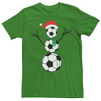 Men's Christmas Soccer Snowman Graphic Tee