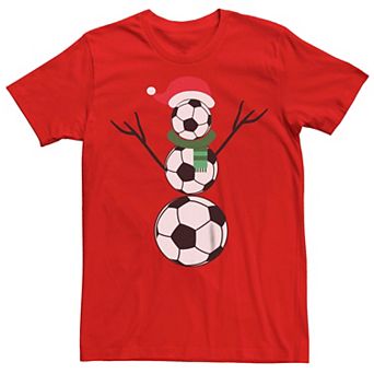 Men's Christmas Soccer Snowman Graphic Tee