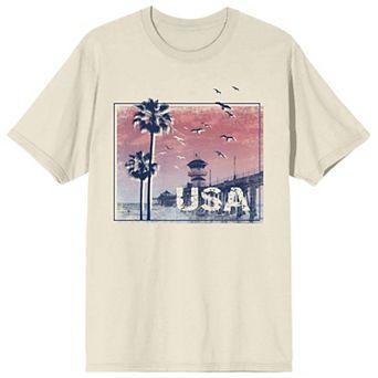 Men's Americana USA Beach Graphic Graphic Tee