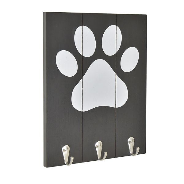Belle Maison Paw Print Pet Wall Hooks - Black