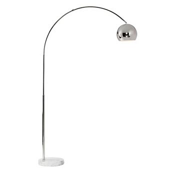Brightech Olivia 75" Contemporary Arc Silver LED Floor Lamp With Marble Base