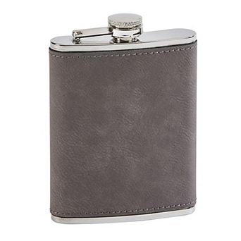 5.25" Gray Leatherette Stainless Steel Flask