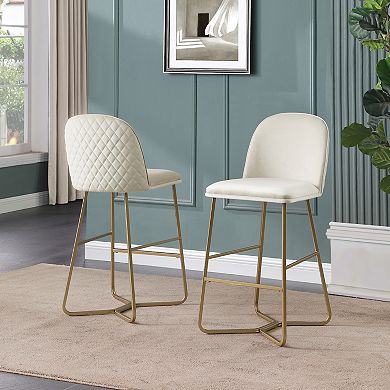 Best Quality Furniture Upholstered Diamond Pattern Back Bar Stools (Set of 2)