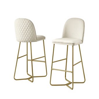 Best Quality Furniture Upholstered Diamond Pattern Back Bar Stools (Set of 2)