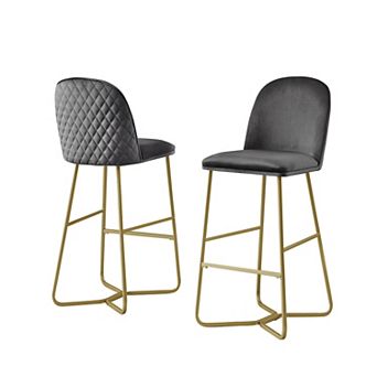 Best Quality Furniture Upholstered Diamond Pattern Back Bar Stools (Set of 2)