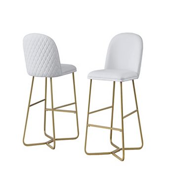 Best Quality Furniture Upholstered Diamond Pattern Back Bar Stools (Set of 2)