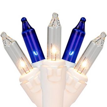 50-Count Blue and Clear Mini Christmas Light Set 10ft White Wire