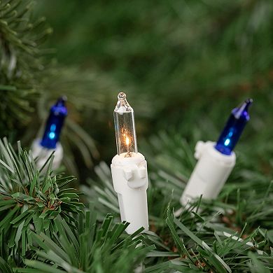 50-Count Blue and Clear Mini Christmas Light Set 10ft White Wire