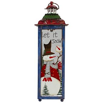 Red White and Green "Snow" Christmas Lantern 15"