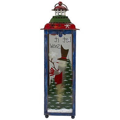 Red White and Green "Snow" Christmas Lantern 15"