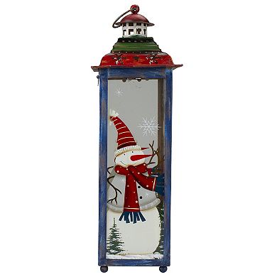 Red White and Green "Snow" Christmas Lantern 15"
