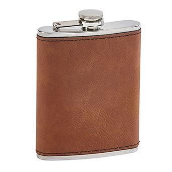 5.25" Caramel Leatherette Stainless Steel Flask