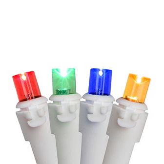 50 Multi-Color LED Wide Angle Christmas Lights - 16.25 ft White Wire