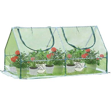 Aoodor 6 ft. x 3 ft. x 3 ft. Mini Greenhouse with 2 Zipper Doors  - Green