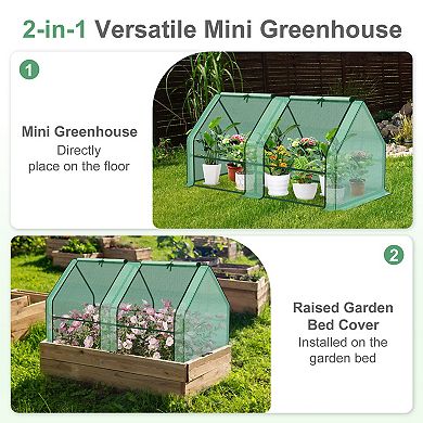 Aoodor 6' L x 3' W x 3' H Portable Mini Greenhouse with 2 Zipper Doors and Water/UV PVC Cover