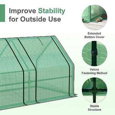 Aoodor 6' L x 3' W x 3' H Portable Mini Greenhouse with 2 Zipper Doors and Water/UV PVC Cover