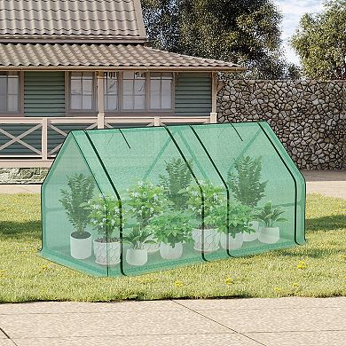 Aoodor 6' L x 3' W x 3' H Portable Mini Greenhouse with 2 Zipper Doors and Water/UV PVC Cover