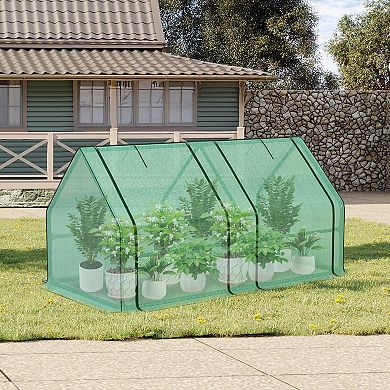 Aoodor 6 ft. x 3 ft. x 3 ft. Mini Greenhouse with 2 Zipper Doors  - Green