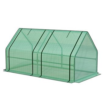 Aoodor 6' L x 3' W x 3' H Portable Mini Greenhouse with 2 Zipper Doors and Water/UV PVC Cover