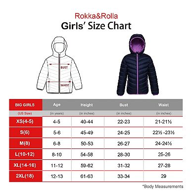 Girls' Rokka&Rolla Reversible Lightweight Puffer Jacket