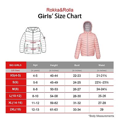 Girls' Rokka&Rolla Ultra Light Packable Down Puffer Jacket