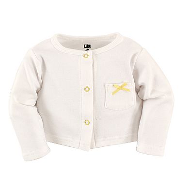 Hudson Baby Infant and Toddler Girl Cotton Dress and Cardigan 2pc Set, Lemon
