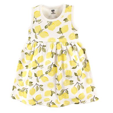 Hudson Baby Infant and Toddler Girl Cotton Dress and Cardigan 2pc Set, Lemon