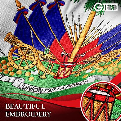G128 Haiti Emb 220G 3x5 Ft Embroidered Spun Polyester Flag