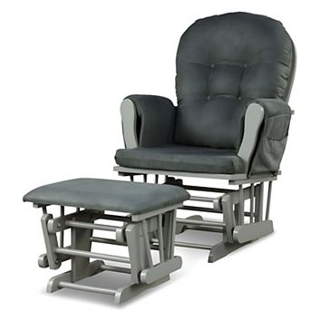 Glider Rocking Chair with Ottoman Set Nursery Chair with Storage Pocket Removable Cushion