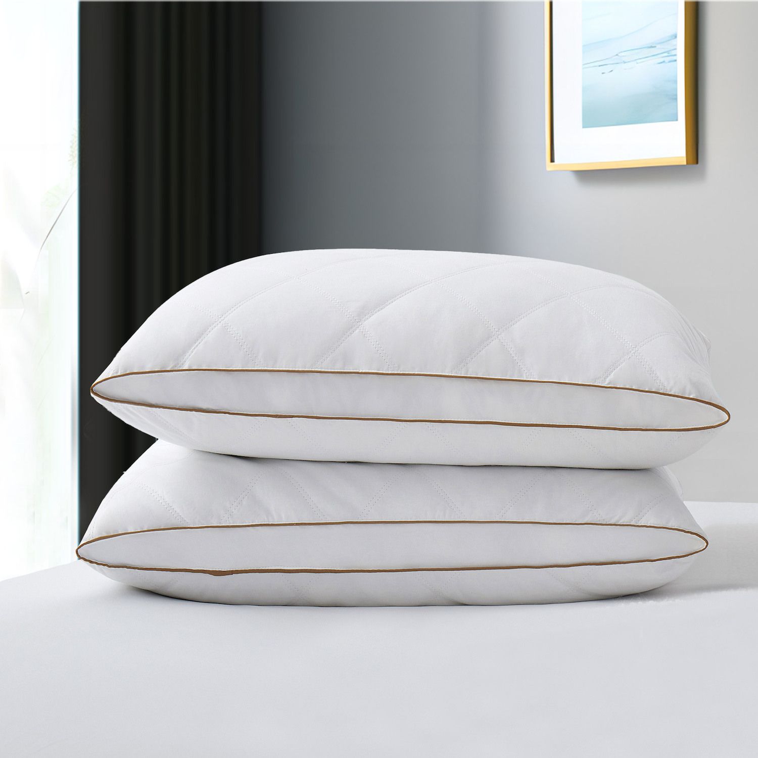 Serta Decorative Medium Firm 2-Pack Feather Pillow Insert, White, 20x20